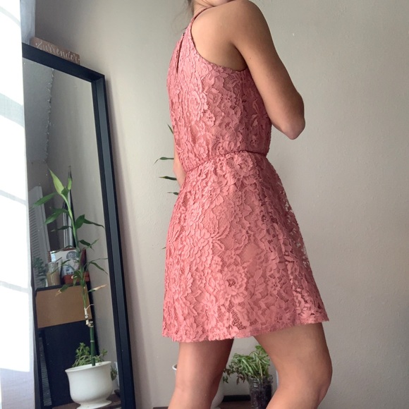 Dusty Rose Lace Dress - Picture 9 of 9